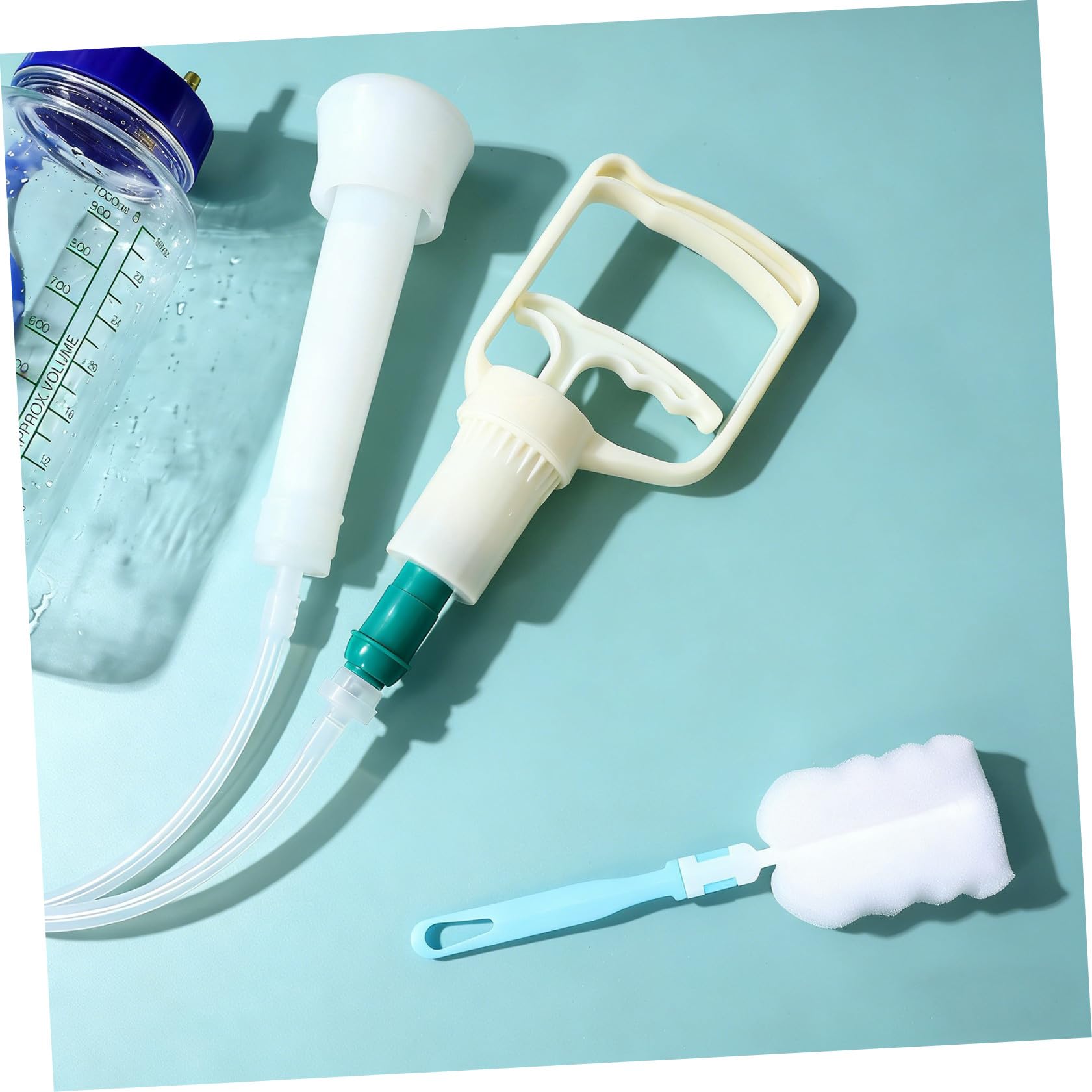 Macchina in Plastica per Mungitura Manuale Portatile Spazzola di Pulizia in Acciaio e Bottiglia per Mucche e Pecore Adatta per Aziende Agricole