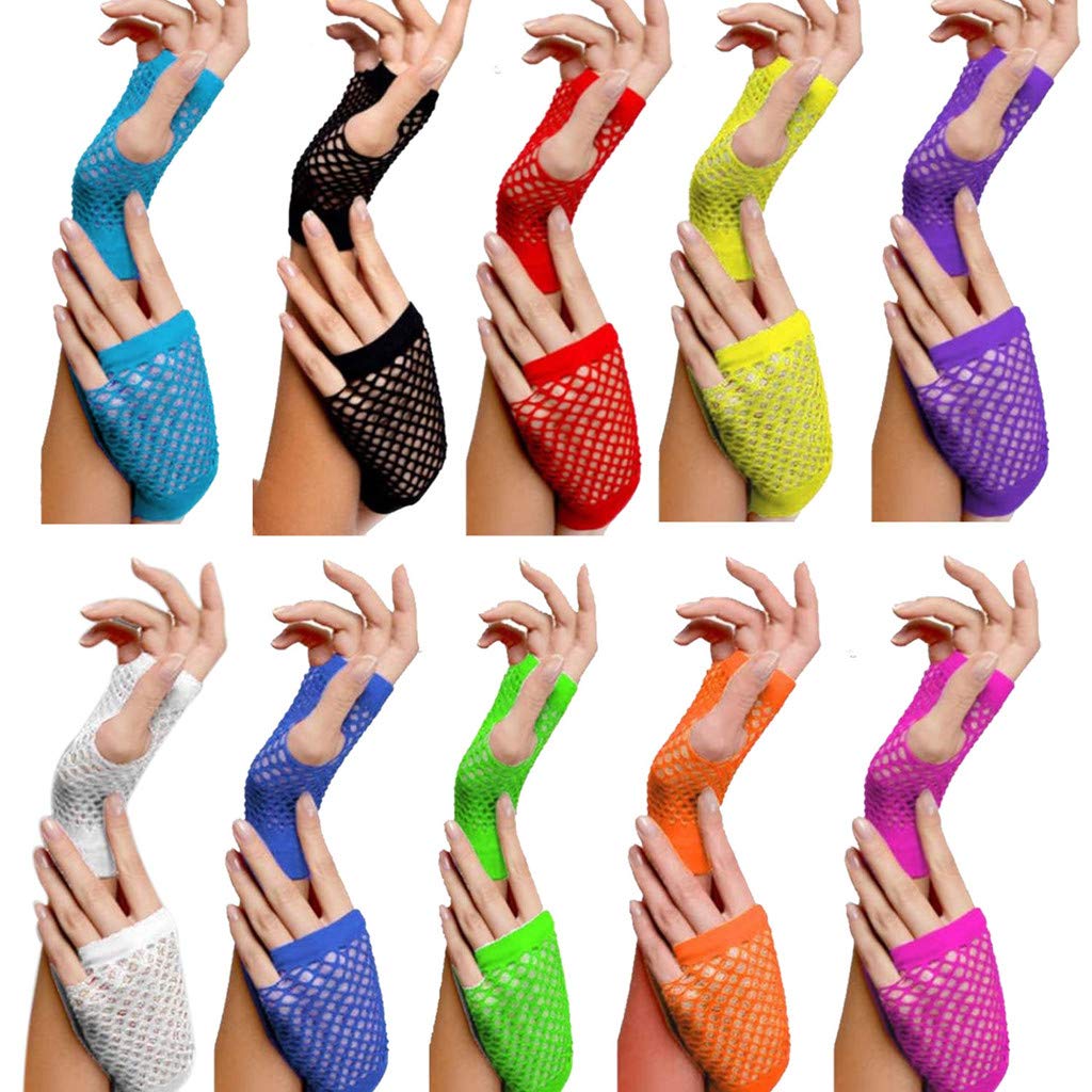 Frauen Fischnetz Handschuhe Lang - Fingerlose Nylon Handschuhe Für Gothic, Punk, 80s Style