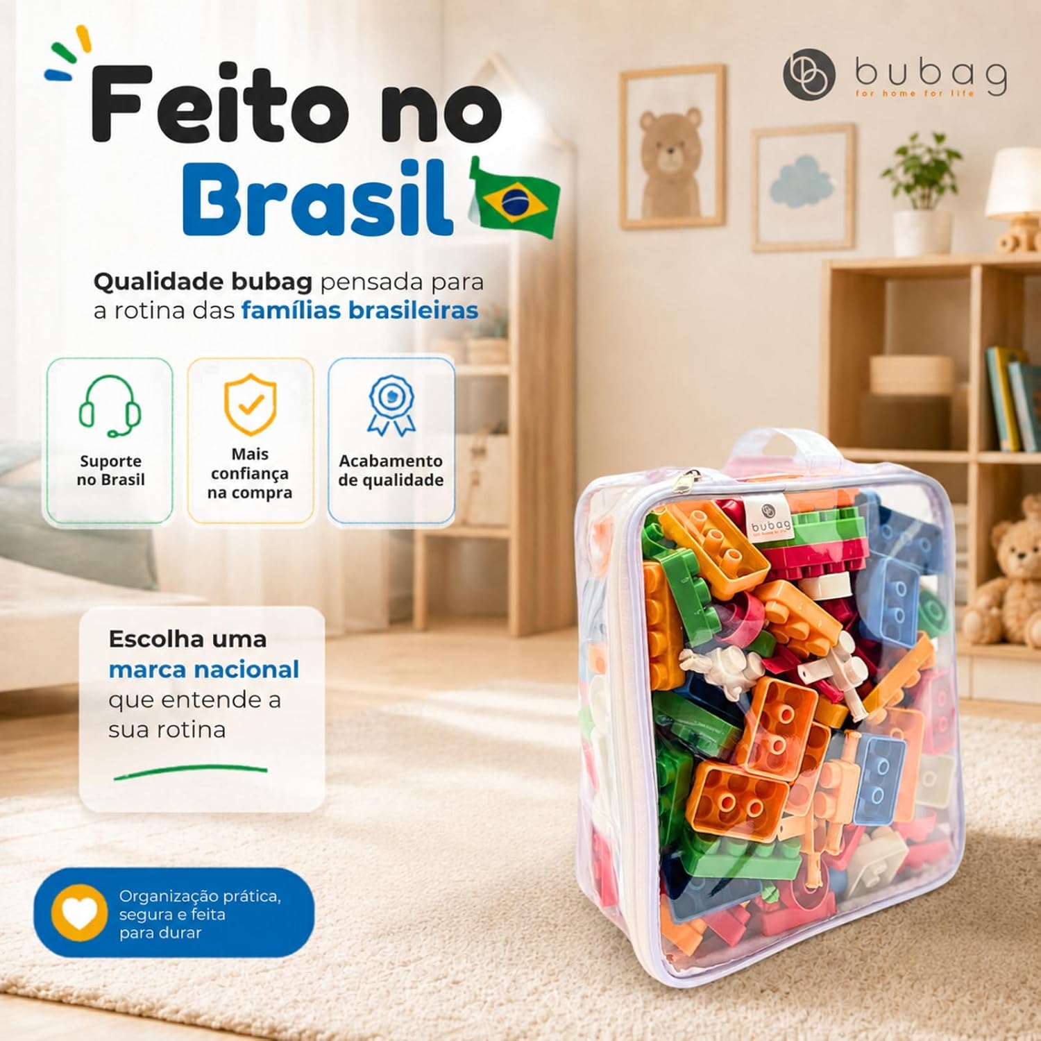 Kit 3 Necessaire Organizador Brinquedos Infantil de Plastico Transparente Blocos de montar C/Zíper - bubag Kit 3 Necessaire Organizador Brinquedos Infantil de Plastico Transparente Blocos de montar C/Zíper - bubag