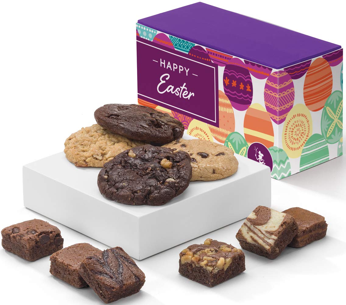 Fairytale Brownies Easter Treasure Cookie & Magic Morsel Combo Individually Wrapped Gourmet Chocolate Food Gift Basket - 1.5 Inch x 1.5 Inch Bite-Size Brownies and 3.25 Inch Cookies - 10 Pieces - Item HE340