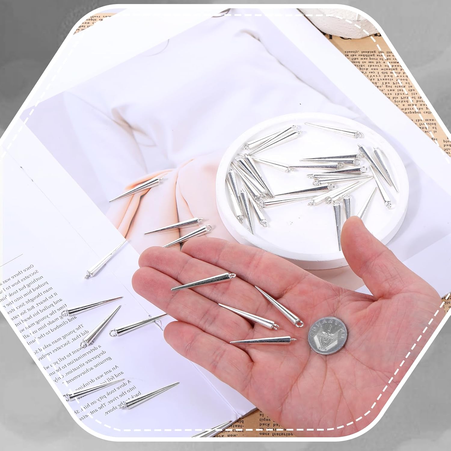 50Pcs Spike Charms, Conoid Charms Antique Silver Gothic Long Spikes Cones Beads Cone Charm for Jewelry Making Charm Women DIY Necklaces Bracelets Crafts - Image 5