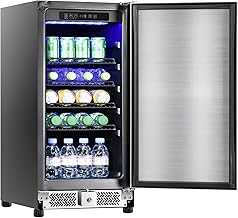 15 inch Outdoor Beverage Refrigerator, Under Counter fridge, 120 Cans Outdoor Wine Cooler with Stainless Steel Finish for Beer, Soda, Freestanding Small Drink Cooler