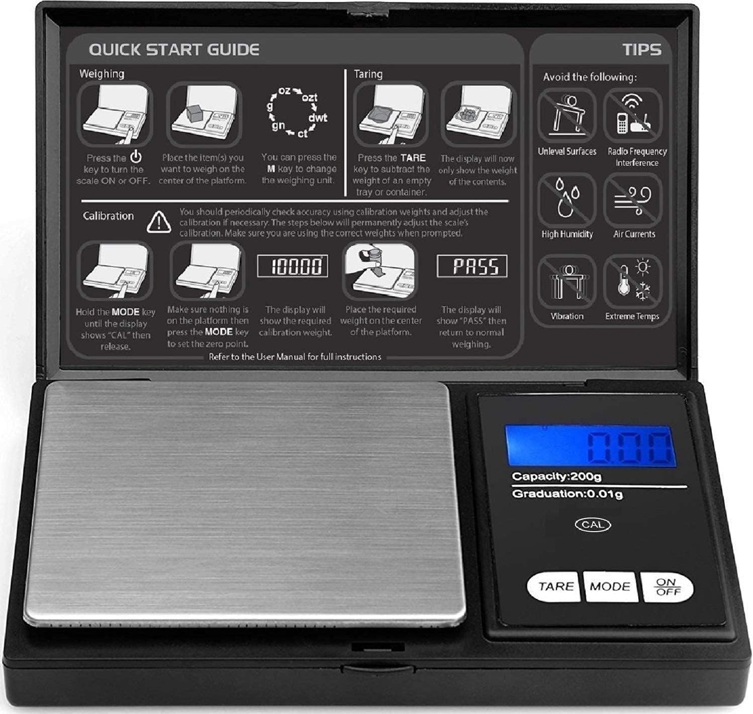 Digital Pocket Scale - 200g x 0.01g - Black (Batteries Included)