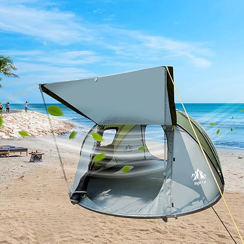 Miniatura 6 de Night Cat Tienda de campaña desplegable mejorada para 2 a 4 personas, fácil de instalar en 3 segundos, tienda de campaña instantánea con porche,