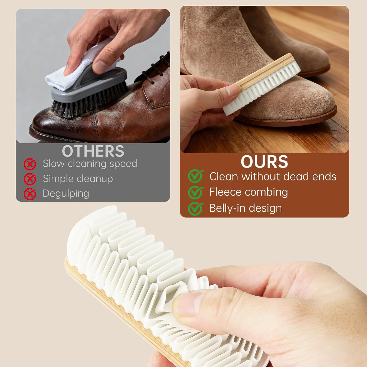 Suede Shoe Brush and Eraser Set, 2025 New Suede Cleaning Brush for Shoes, Bags, Jackets, and Sofas, Wooden Handle Suede Shoe Cleaner, Soft Brush and Stain Eraser for Easy Care (1 Pack)