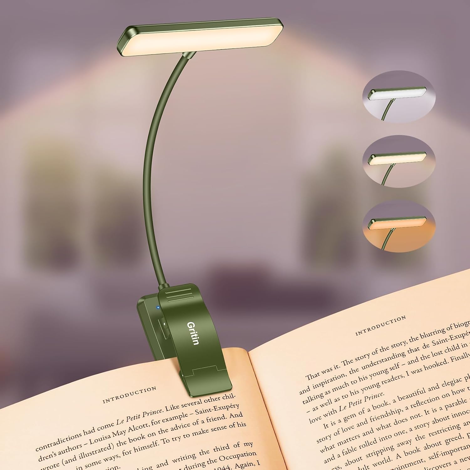 Gritin 19 LED Rechargeable Book Light for Reading in Bed, view 13