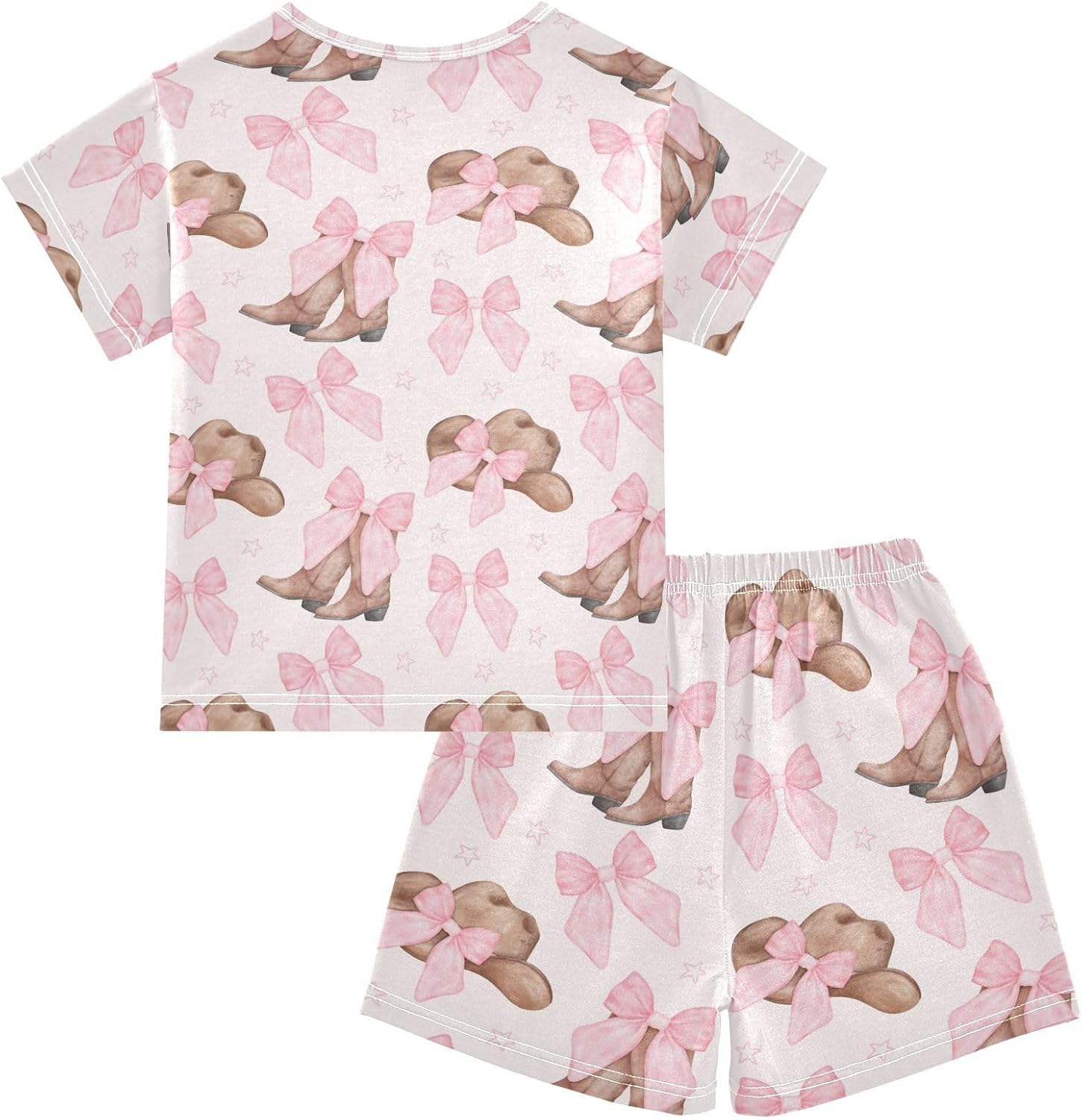 Pajama Sets Short Sleeve Pink Axolotl Set Flowers Soft Cotton Summer Sleepwear 2 Piece PJS Size 5-14T - Image 2