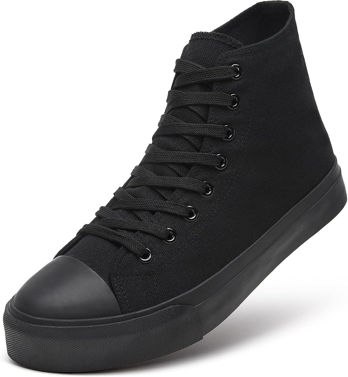 ZGR Zapatillas altas de lona para hombre con cordones, zapatos casuales clásicos para caminar | Parte superior de lona transpirable, suela de goma antideslizante, cordones altos, estilo informal clásico, para caminar, tenis, viajar, deportes