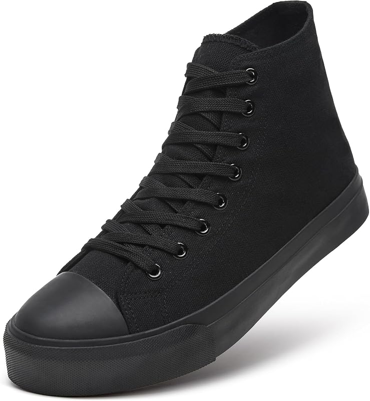 ZGR Zapatillas altas de lona para hombre con cordones, zapatos casuales clásicos para caminar | Parte superior de lona transpirable, suela de goma antideslizante, cordones altos, estilo informal clásico, para caminar, tenis, viajar, deportes