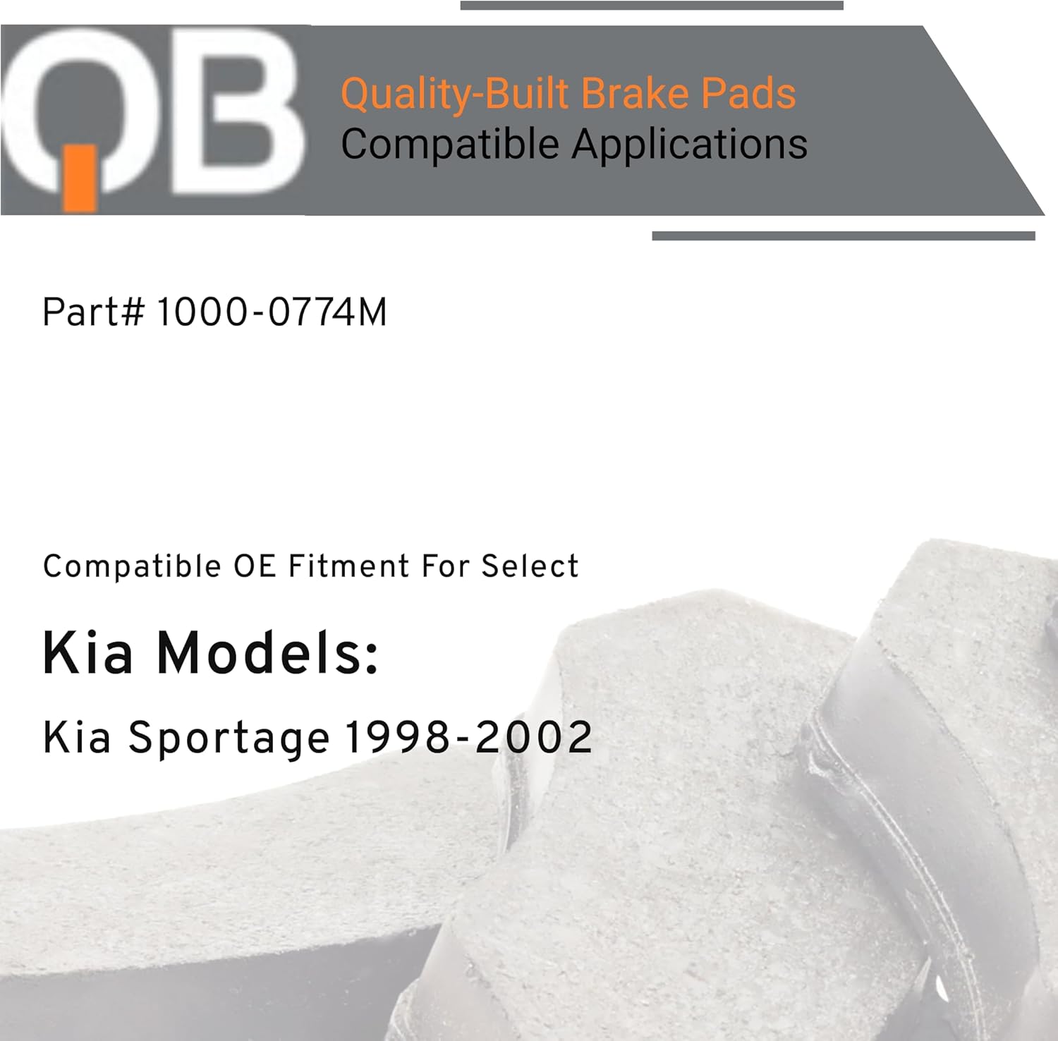 QUALITY-BUILT Front Semi-Metallic Brake Pads, QB 1000-0774M, Compatible with 1998-2002 Kia Sportage