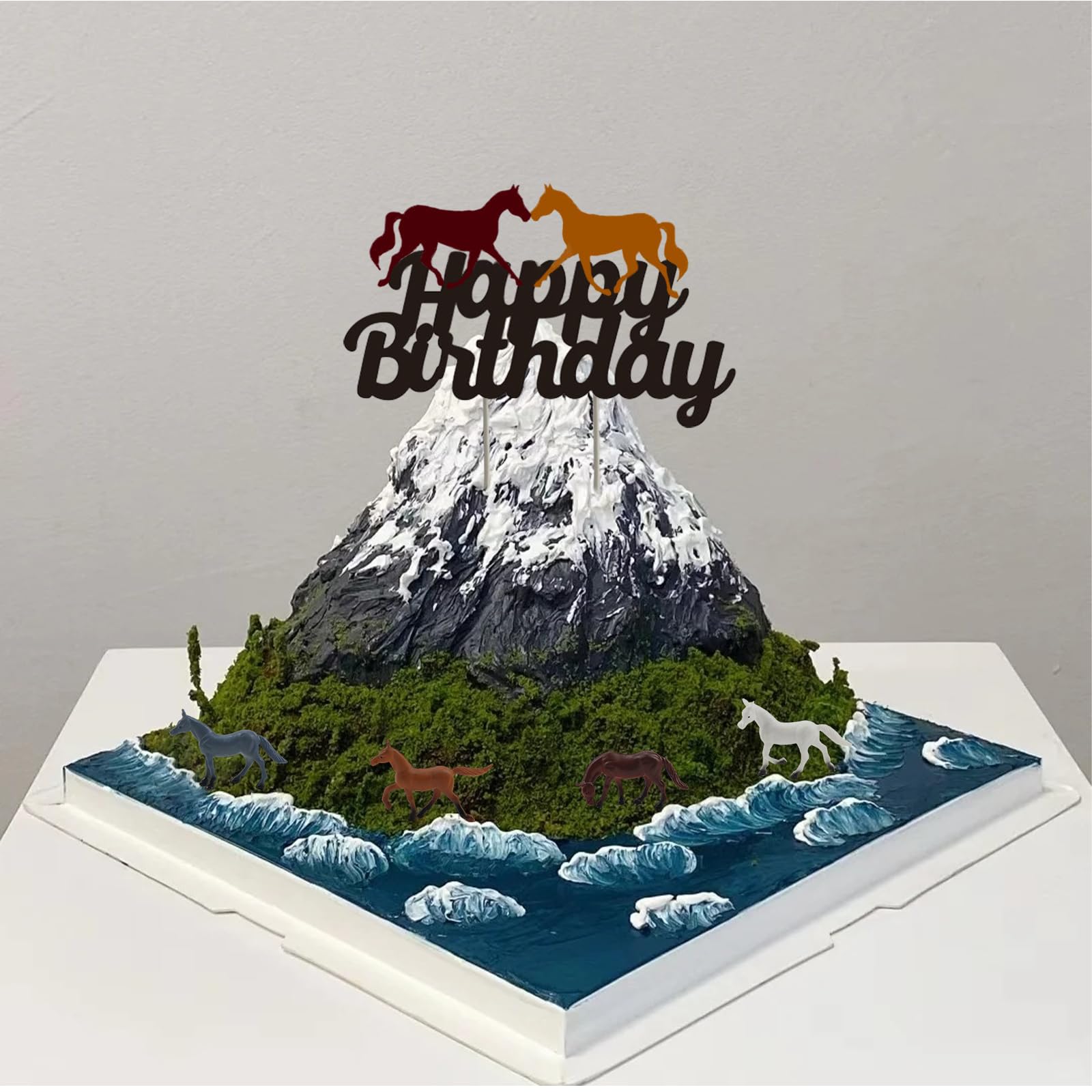 19-teilige Pferde-Tortendeko – 3D Mini-Pferde, Zaun & Happy Birthday Topper Für Themen-Party