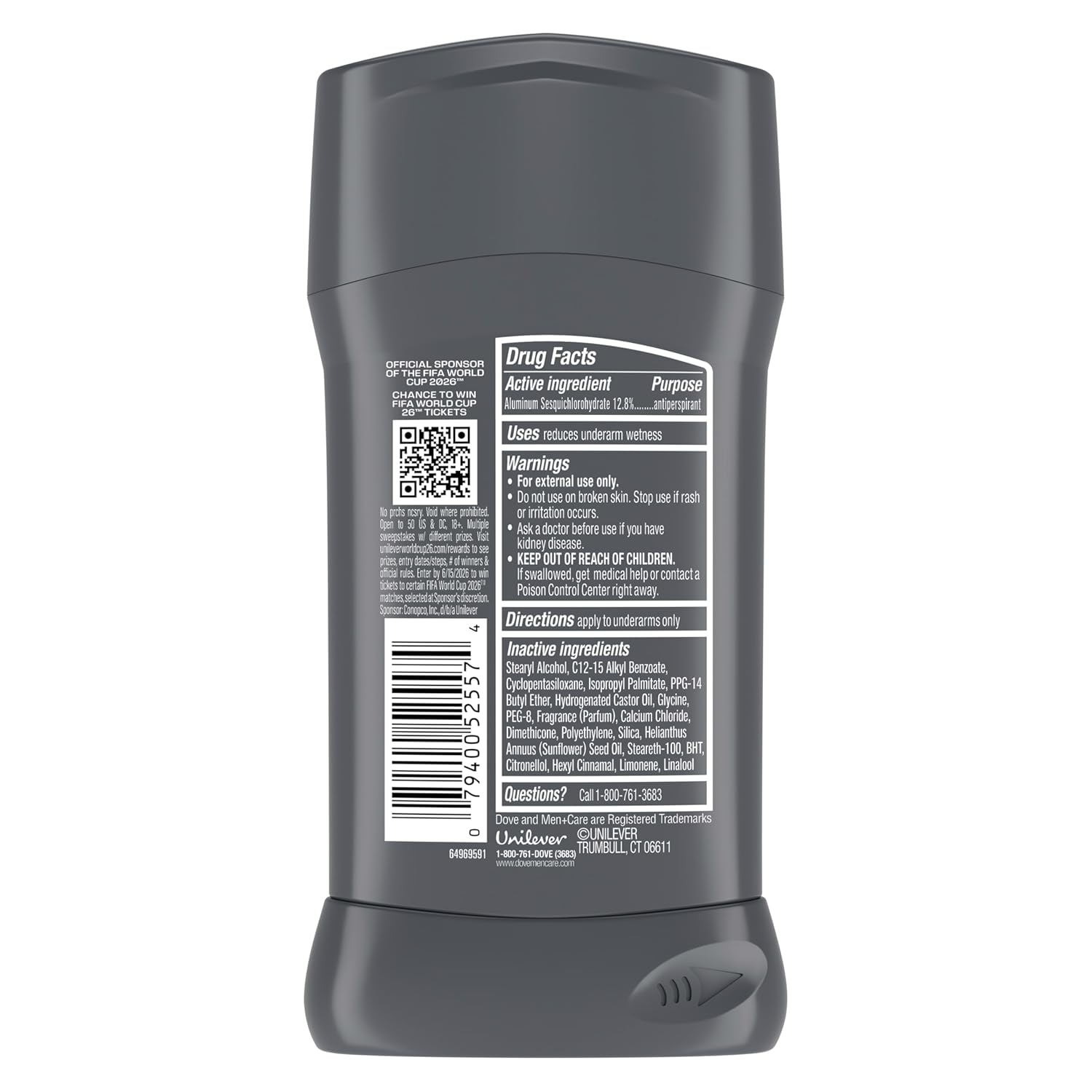 DOVE MEN + CARE All Star Comfort Antiperspirant Stick – FIFA World Cup 2026 Edition, 72H Odor‑Neutralizing Protection with Added Moisturizer | 2.6 oz