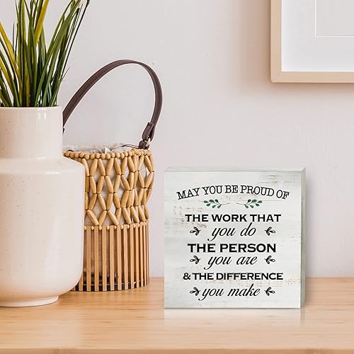 Miniatura 5 de Caja de madera con texto en inglés May You Be Proud of the Work, decoración rústica de madera para empleado, caja de madera, placa de bloque para