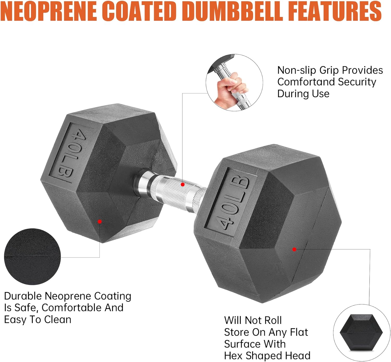 Rubber Hex Dumbbell Set, Multiple Weight Options 15-550 lbs, Premium Coated Free Weights Dumbbells for Home Gym Strength Training, Rack Not Included