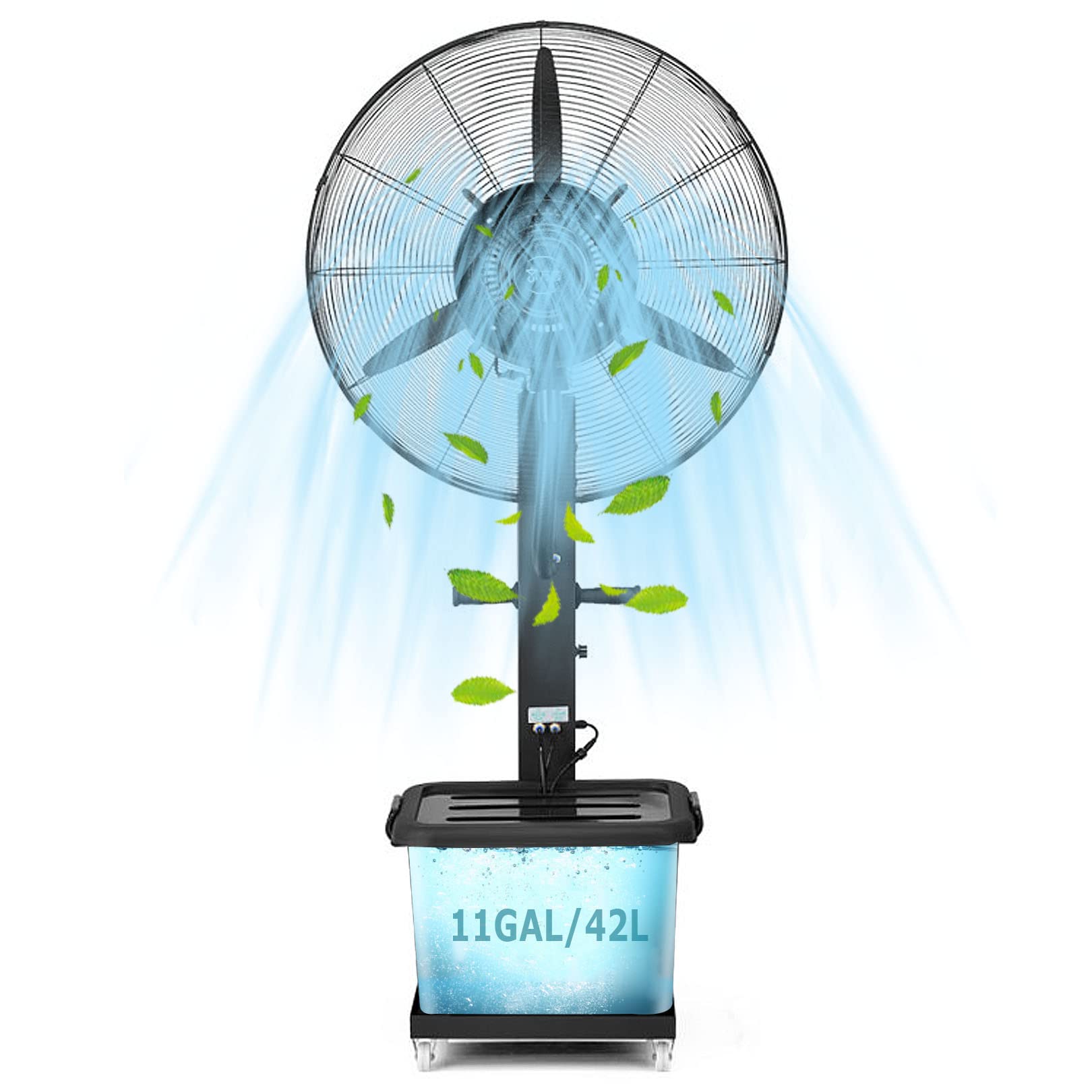AYCDL Outdoor Misting Fan, Industrial Fan Misters with 3 Power Settings, 11 Gallon Tank and 90° Oscillation, Outside Restaurant Backyards, Patios Cooling Fan,81cm/31.9in