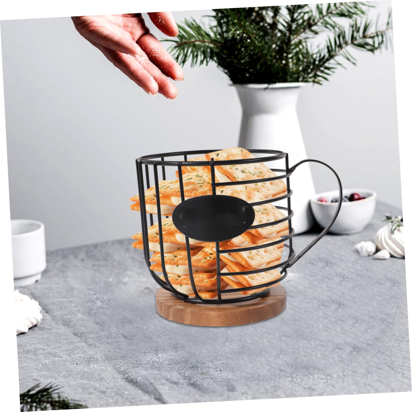 Amosfun Cesto Portaoggetti Resistente in Ferro e Legno a Forma di Tazza Capacità Portacapsule Caffè per Cucina e Casa