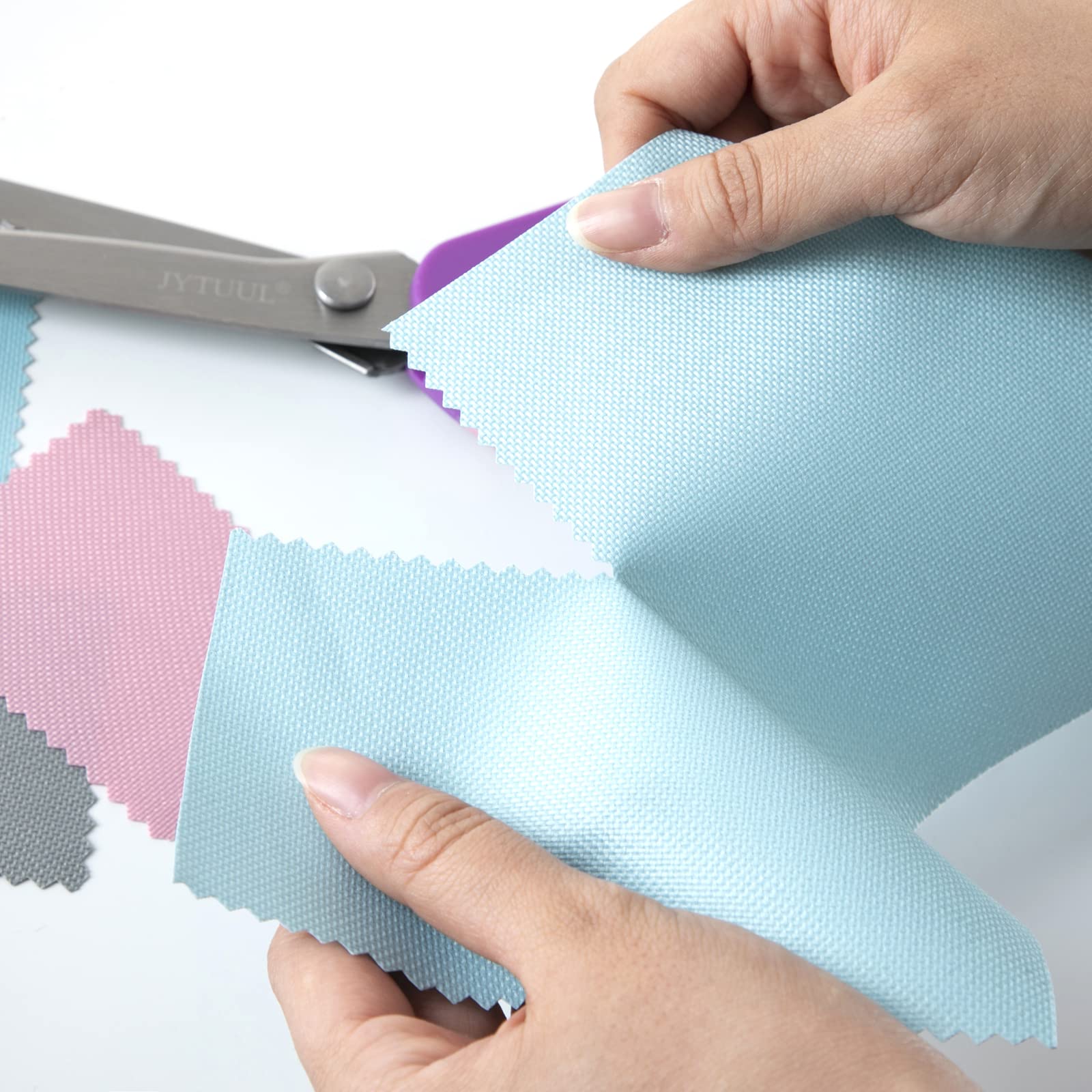 9.25 Inch Pinking Shears, Sharp Stainless Steel Zig Zag Scissors for Fabric Paper Leather, Comfort Grip Handled Professional Fabric Craft Sewing Dressmaking Scissors (Serrated, Purple)