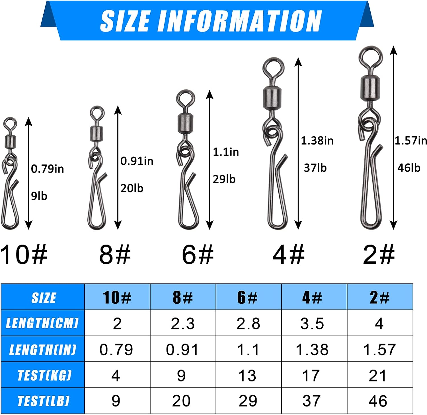 Fishing Swivels Snaps Rolling Barrel Swivels with Fast Clips Fishing Snaps High Strength Speed Clips Connector Freshwater Saltwater Snaps Swivels Fishing Tackle