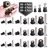 Vista 12 de 45 pares de tuercas roscadas de neopreno M4 M5 M6 con tornillos de acero inoxidable M5, tuercas roscadas de goma para kayak, pernos de latón