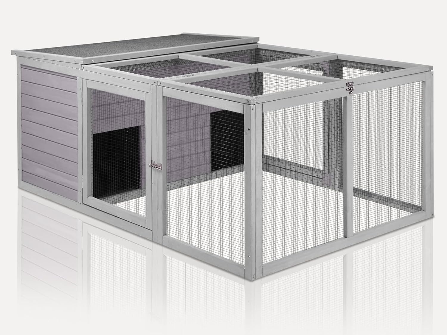 Chicken Coop Large Wooden Rabbit Hutch Indoor Outdoor with 2 Living House ANG PVC Layer for Chicken, Hutch, Ducks
