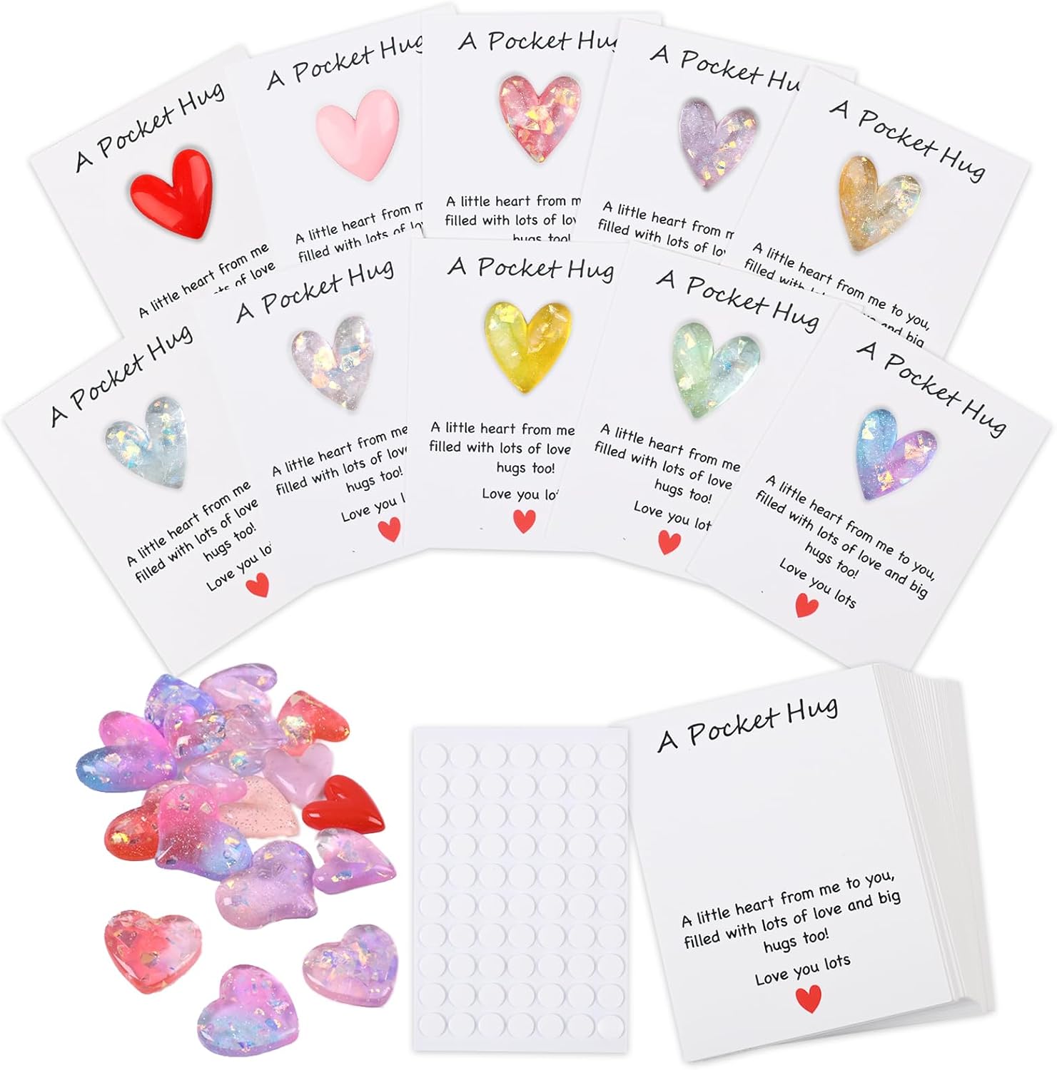 GINCEVHY 40 Sets Pocket Hug Tokens, Heart Keepsake Gifts with Hug Cards
