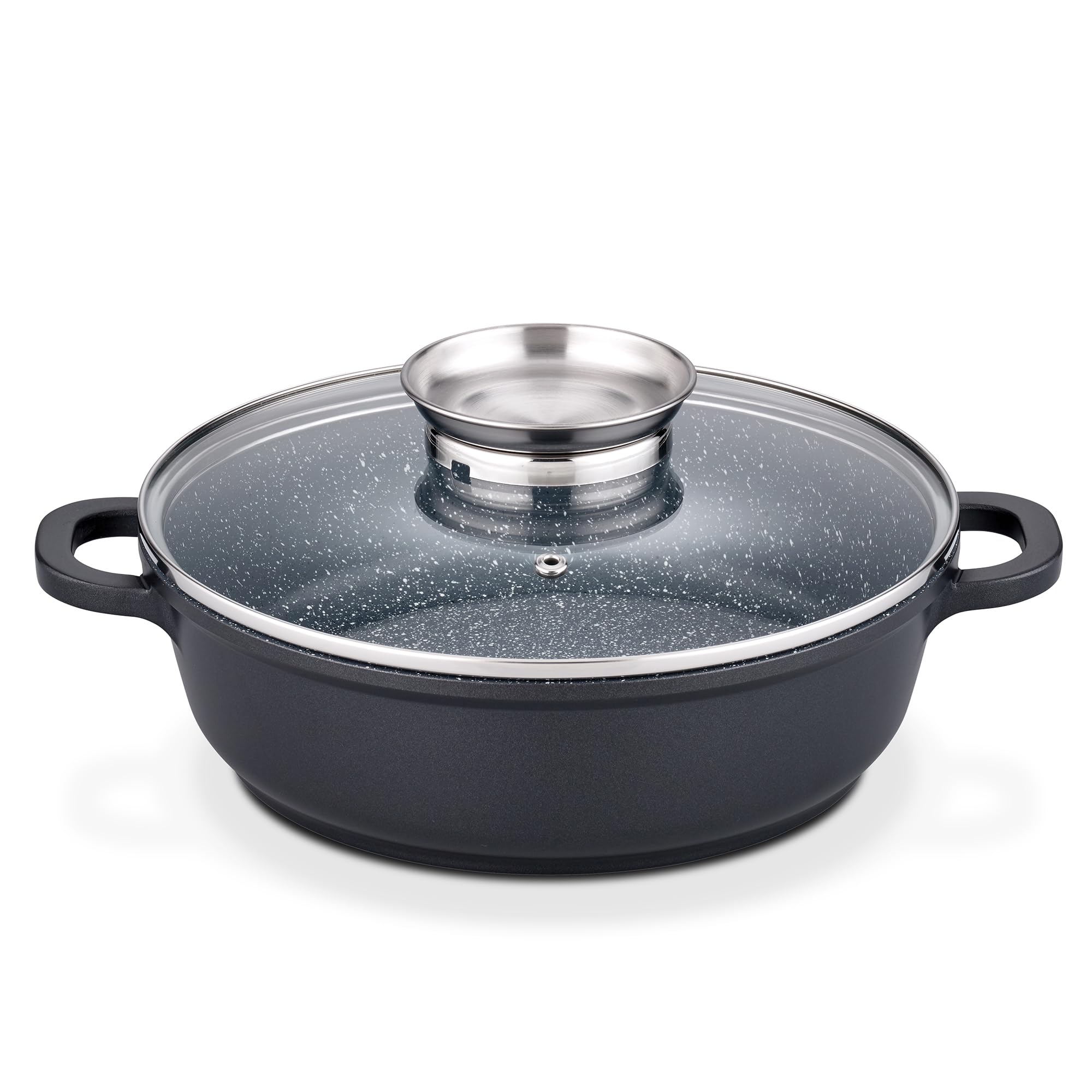 Gsw Gourmet Servierpfanne aus Granit mit Aroma Glasdeckel