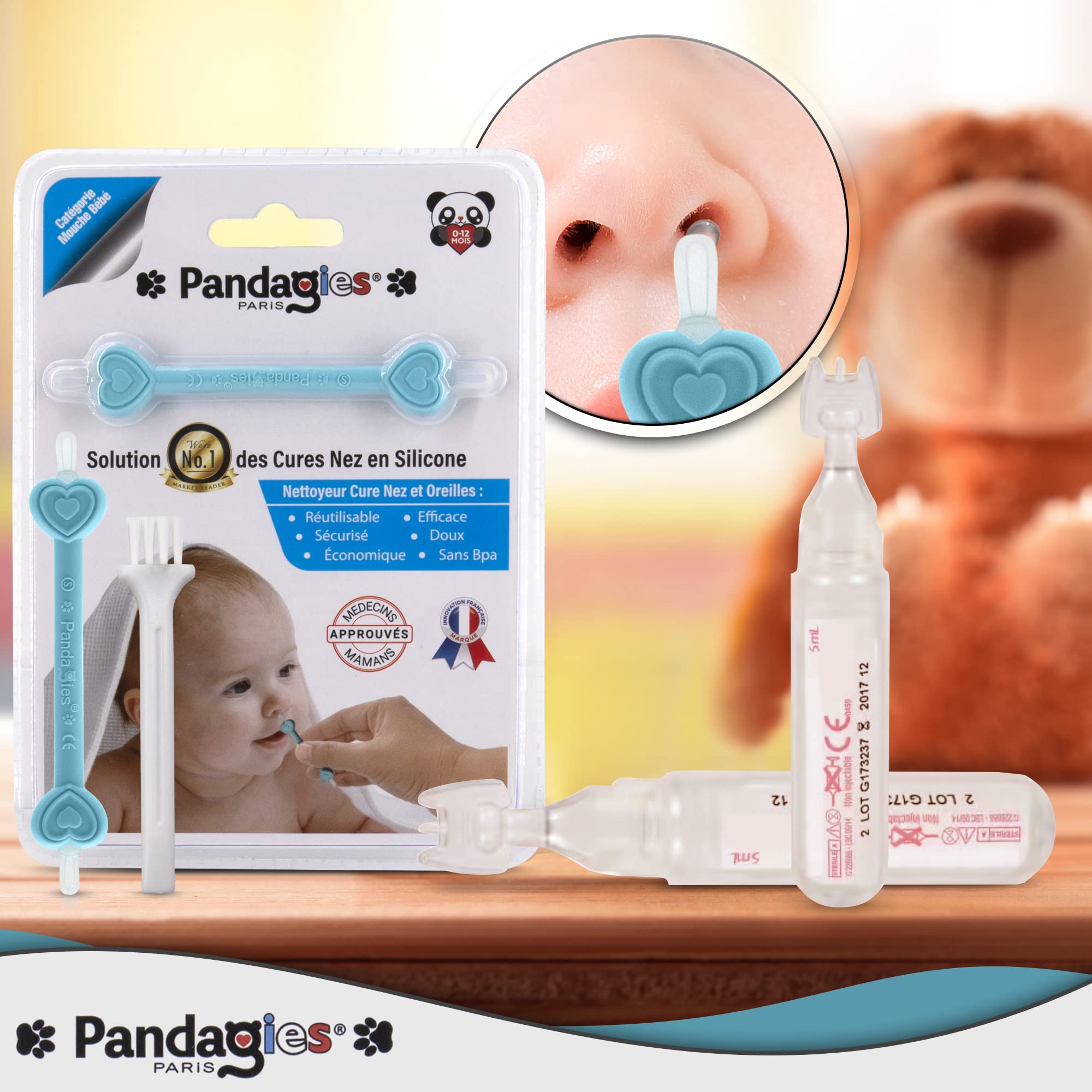 Nettoyeur Nasale Cure Nez et Oreilles Bébé – Compatible Mouche bébé Aspirateur Nasal Nourrisson – Mouche Nez – Sérum Physiologique – Pince de Nettoyage du Nez – Déboucheurs Oreilles – Seringue Nasale.