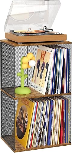 Tocadiscos de almacenamiento de discos de vinilo de 3 niveles, compatible con escritorio, organizador de discos apilable para bricolaje, 100-140