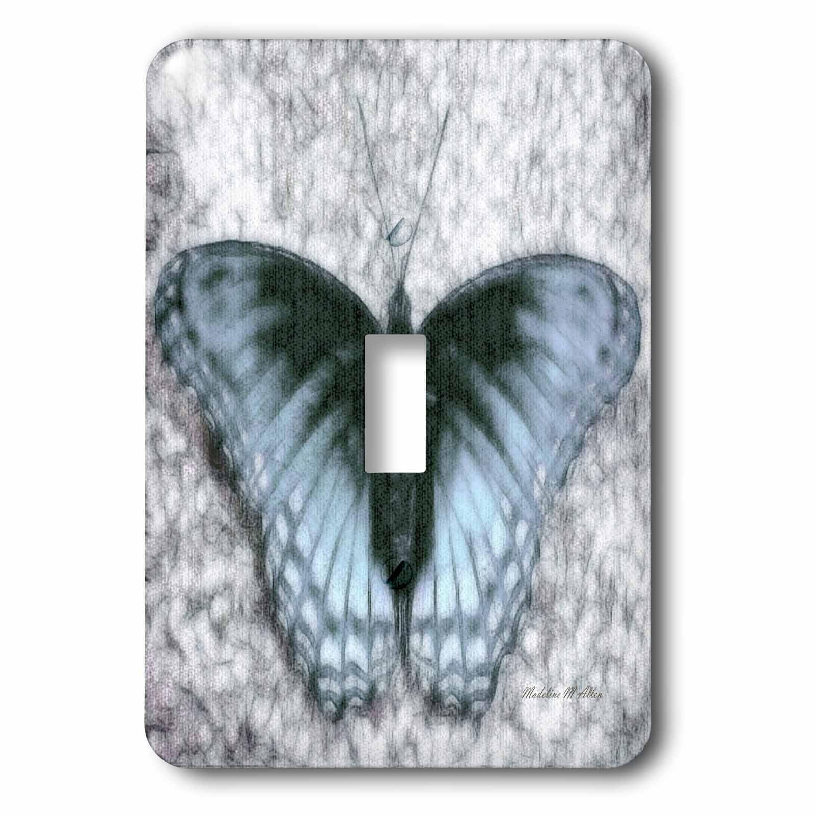 Bouton à bascule simple papillon bleu plaque de finition
