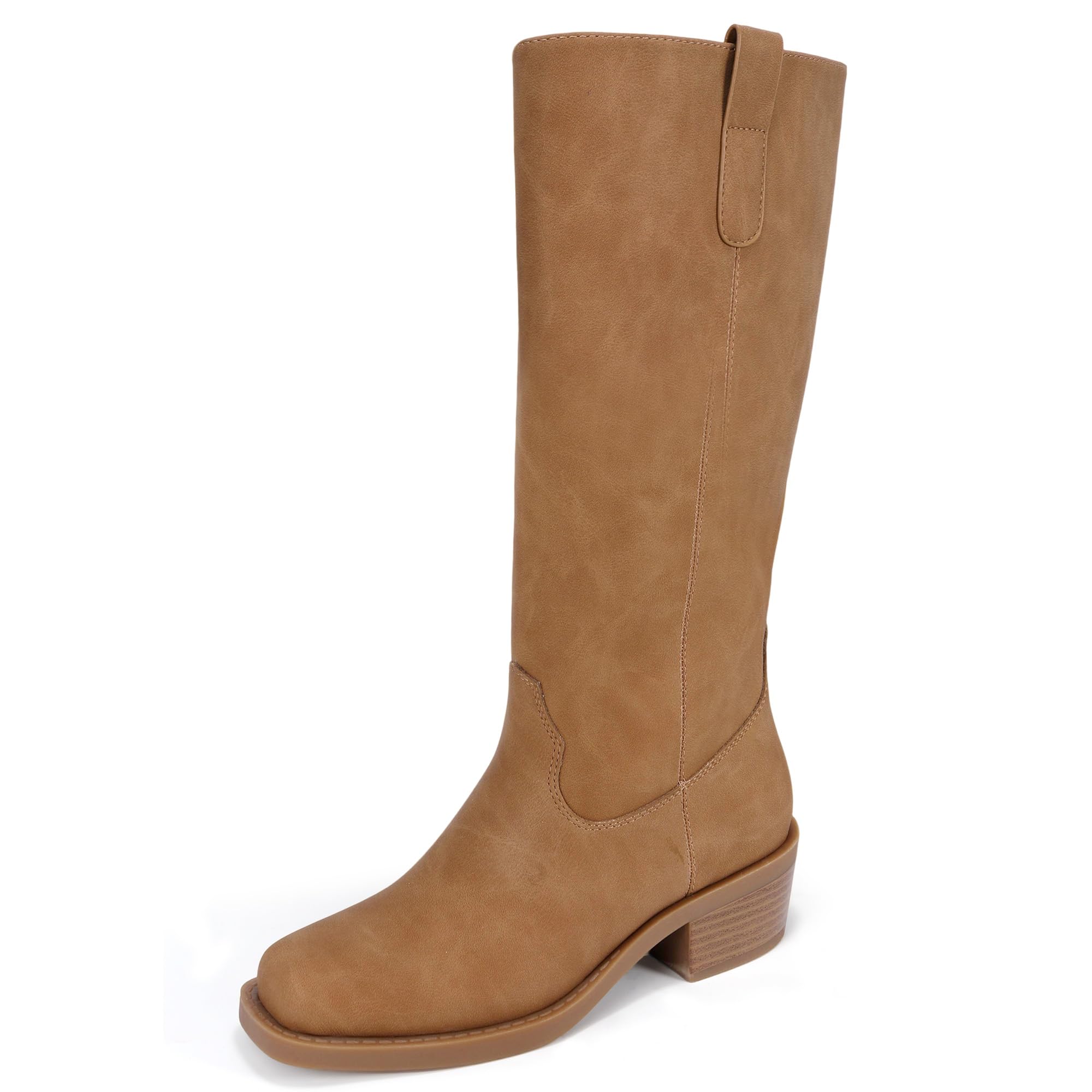 Womens Knee High Boots Square Toe Side Zipper Comfortable Block Low Heel Fall Long Tall Boot