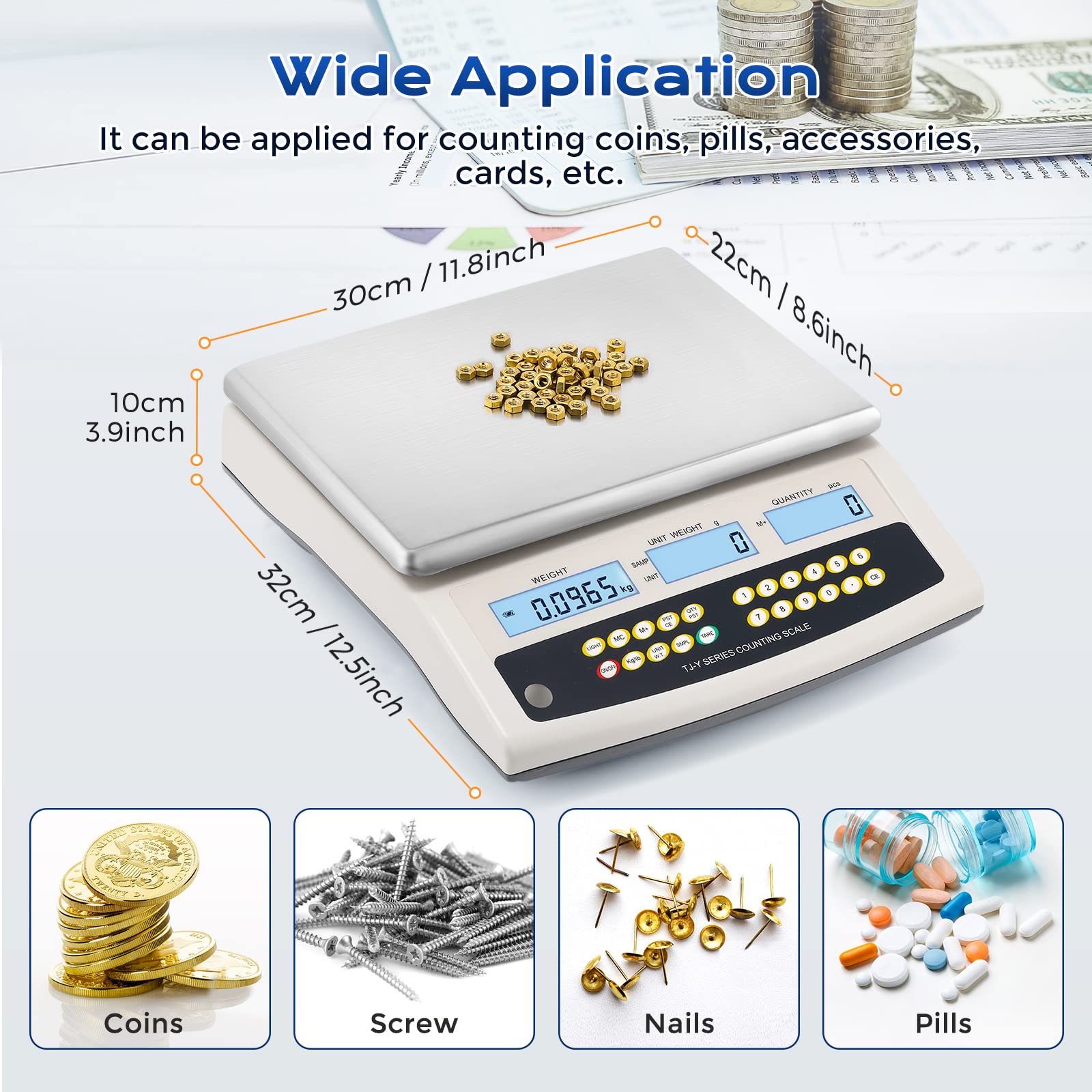 Bonvoisin Bilancia di Conteggio Digitale 6 kg x 0,1 g - Bilancia Industriale Multifunzione con Tara, Conteggio, Allarme - Uscita Dati RS232 - Batteria Ricaricabile - Per Parti e Monete