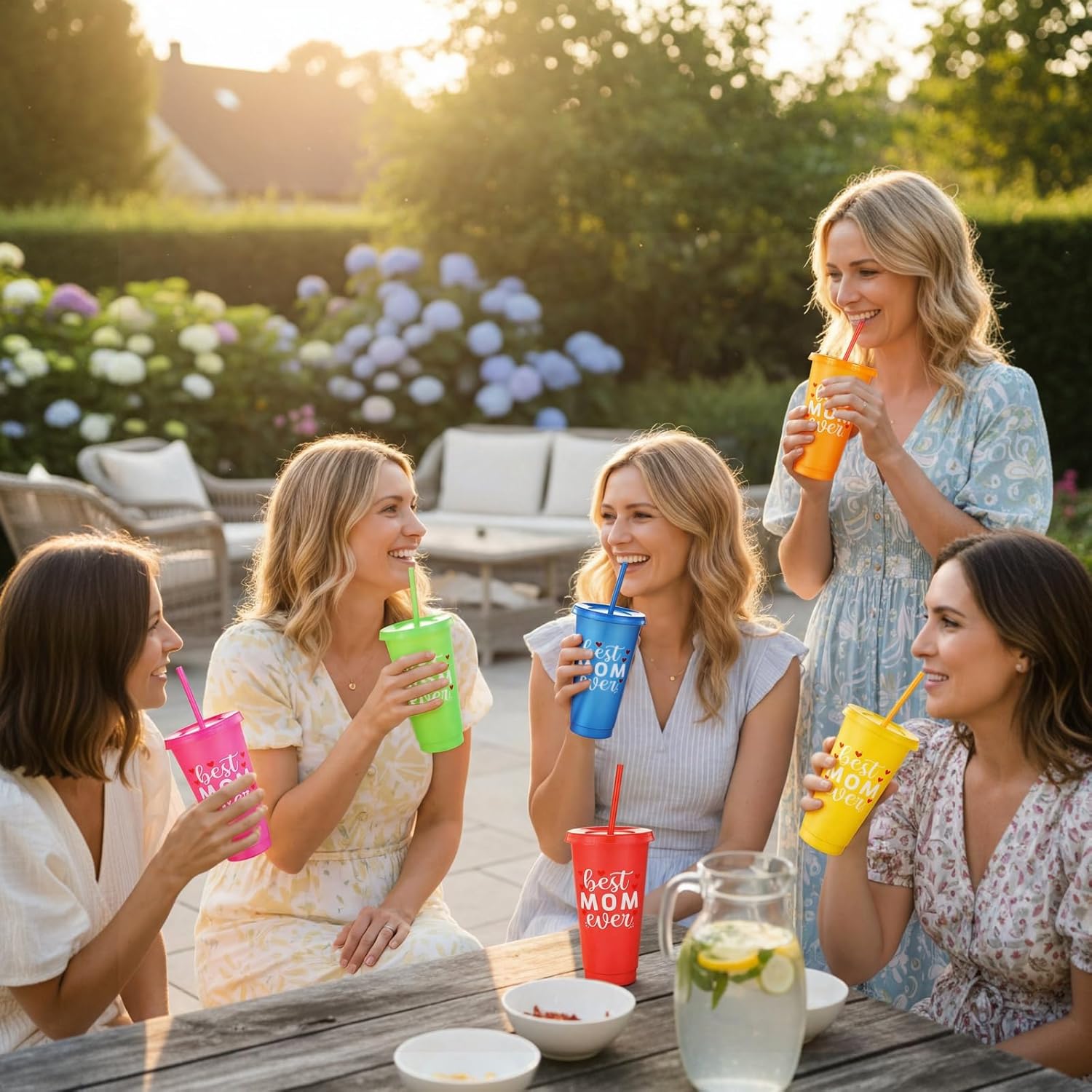 Rtteri 48 Pcs Mother's Day Appreciation Cups Gift Bulk Best Mom Ever 24 oz Plastic Reusable Coffee Mugs with Straws and Lids for Mom Women Party Supplies Favors