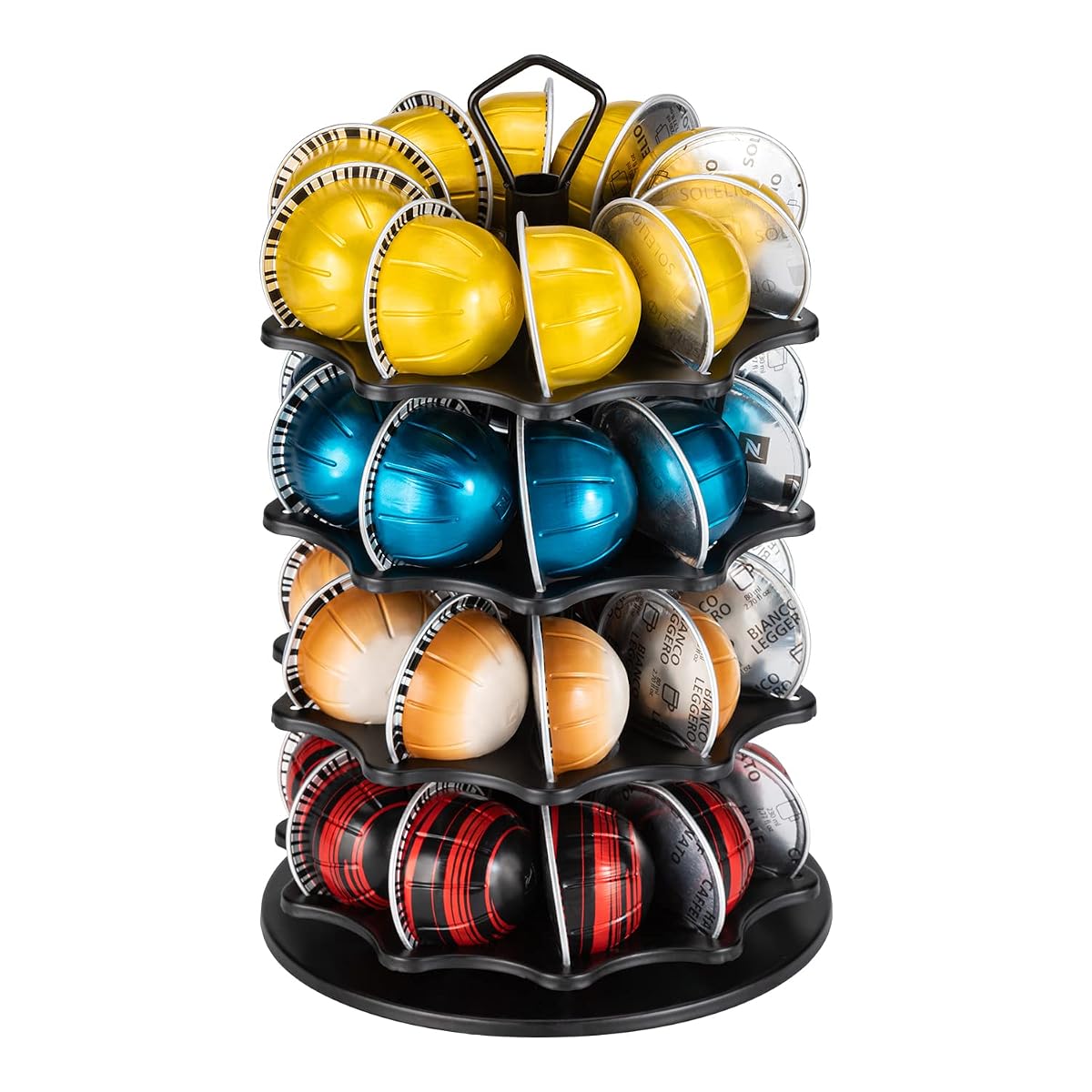 FlagShip 4 Tier Coffee Pod Holder Carousel for Vertuo Pod Storage Organizer (40