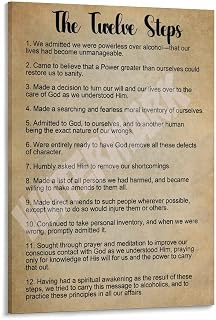 The Twelve Steps Abstainer Addiction Poster (5) Canvas Painting Posters And Prints Wall Art for Living Room Bedroom Decor 24x36inch(60x90cm) Frame-style