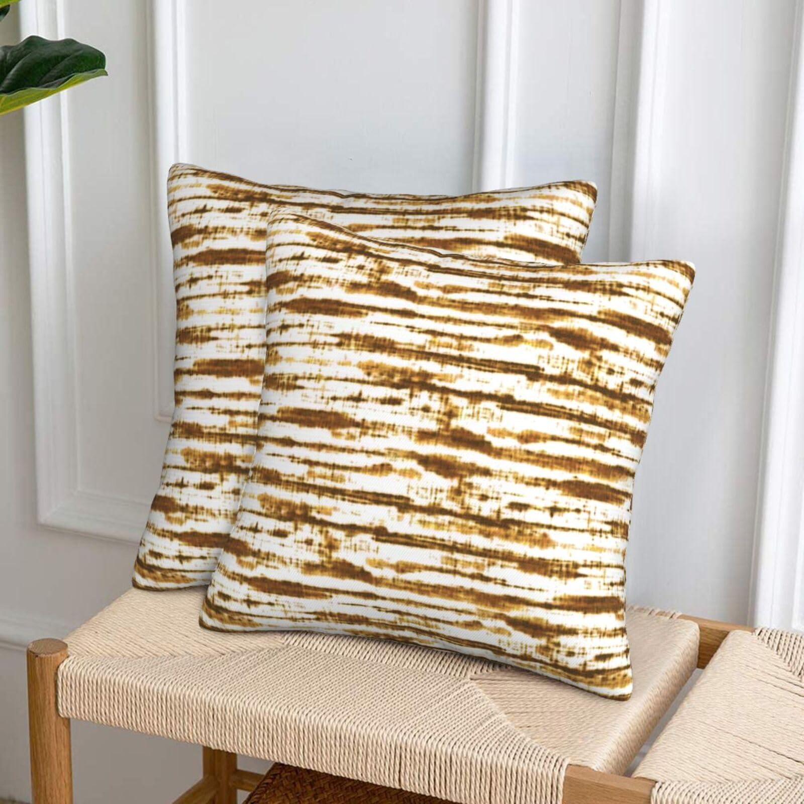 QUALKNOY Set of 2 Velvet Cushion Covers 45x45cm Modern Abstract Art Yellow Decorative Throw Pillow Cases 18x18 inches for Sofa Living Room Garden Outdoor Courtyard Decor Pillowcases - Image 3