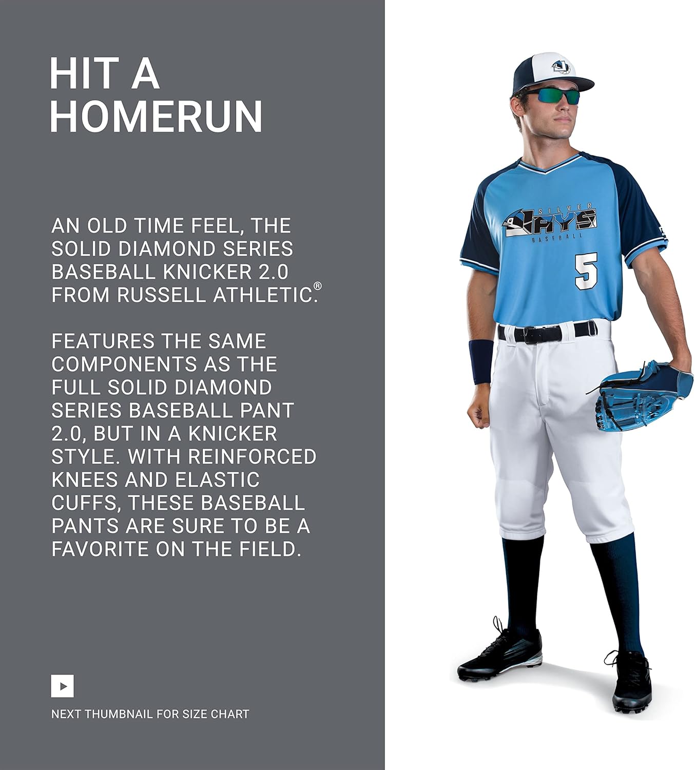 Russell Athletic Men's Solid Diamond Series Baseball Knicker 2.0 - Elevate Your Game with Knee-Length Comfort & Style