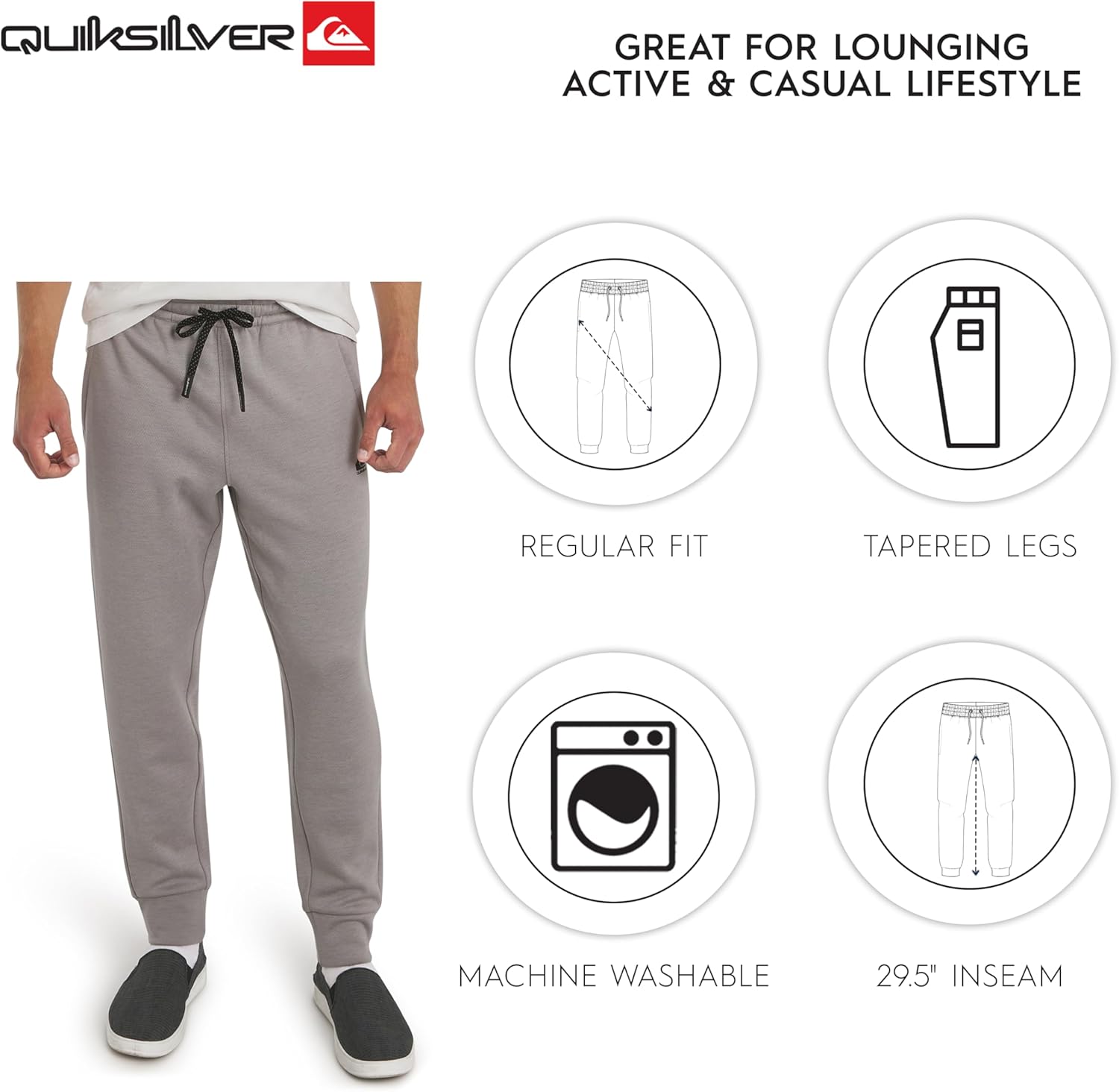 Quiksilver Men's Regular Fit Active Performance Heavyweight Jacquard Mesh and Polar Fleece Jogger Pants (S-XL) - Image 7