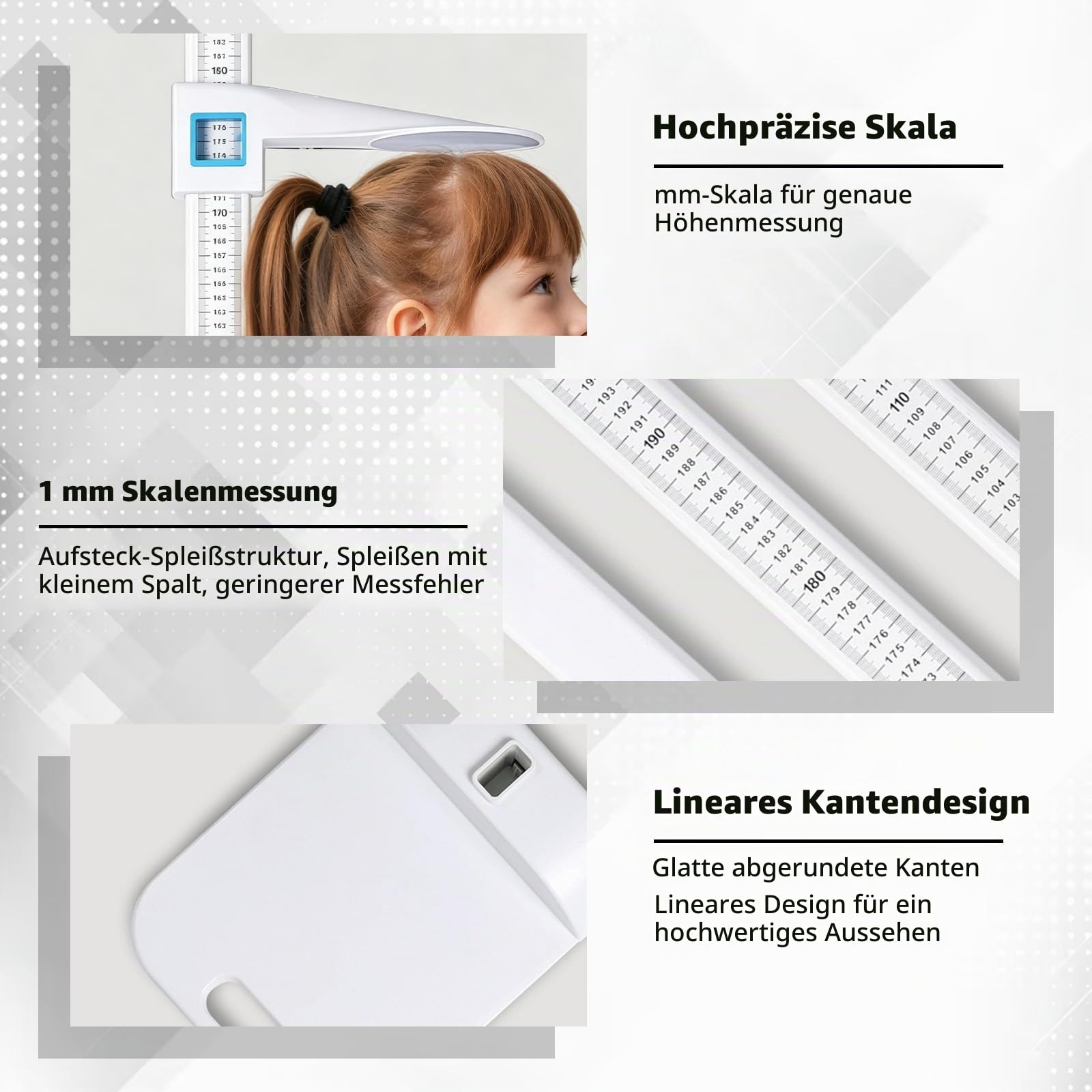 Tragbares Stadiometer 20–210cm Messlatte Höhenstange, Digitales Höhenmessgerät, Medizinisches Höhenmessgerät, Tragbares Stadiometer mit Dual Skala Display, für Zuhause
