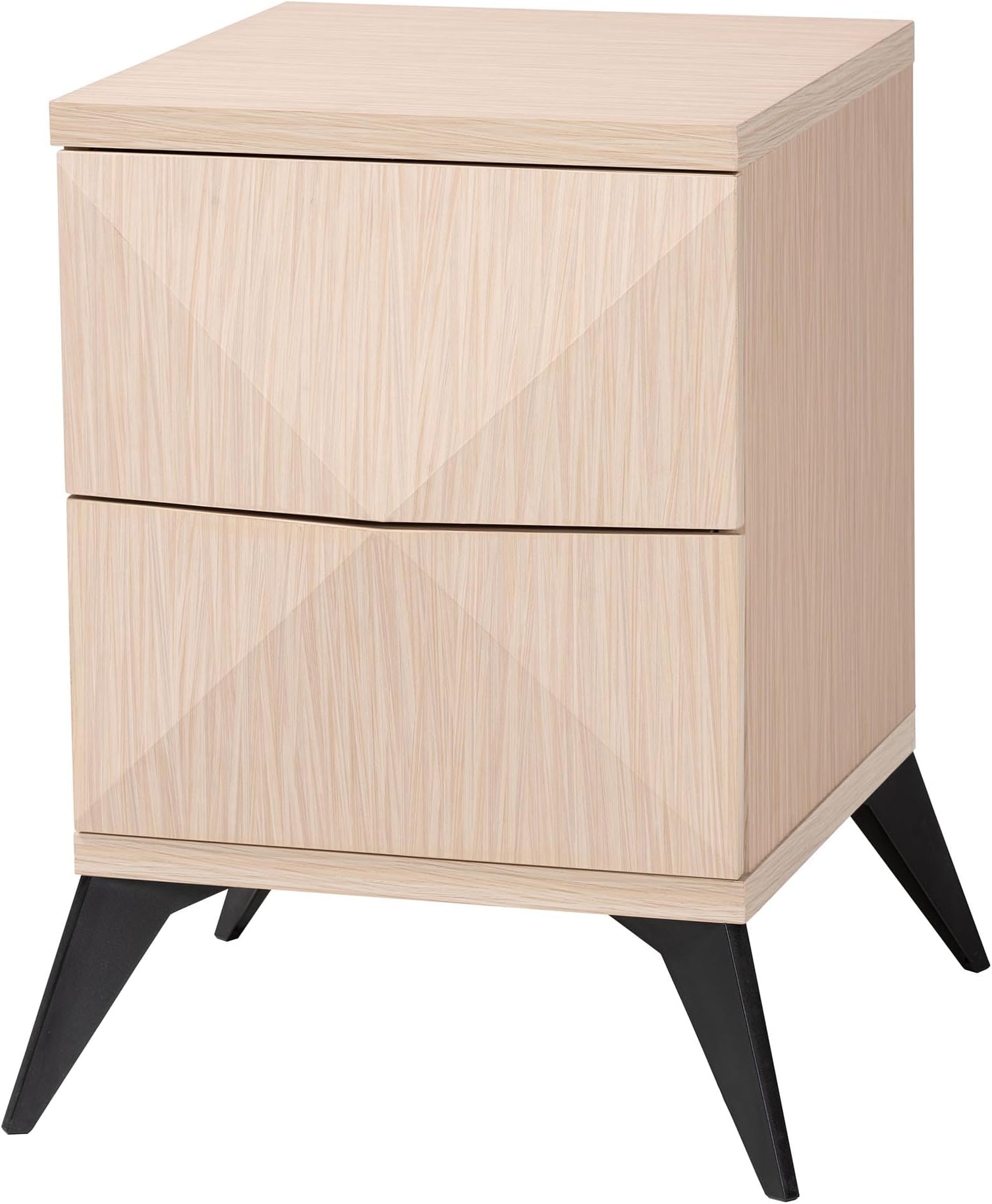 Baxton StudioDraper Nightstand with Magnetic Closures, 2-Drawer, Light Brown