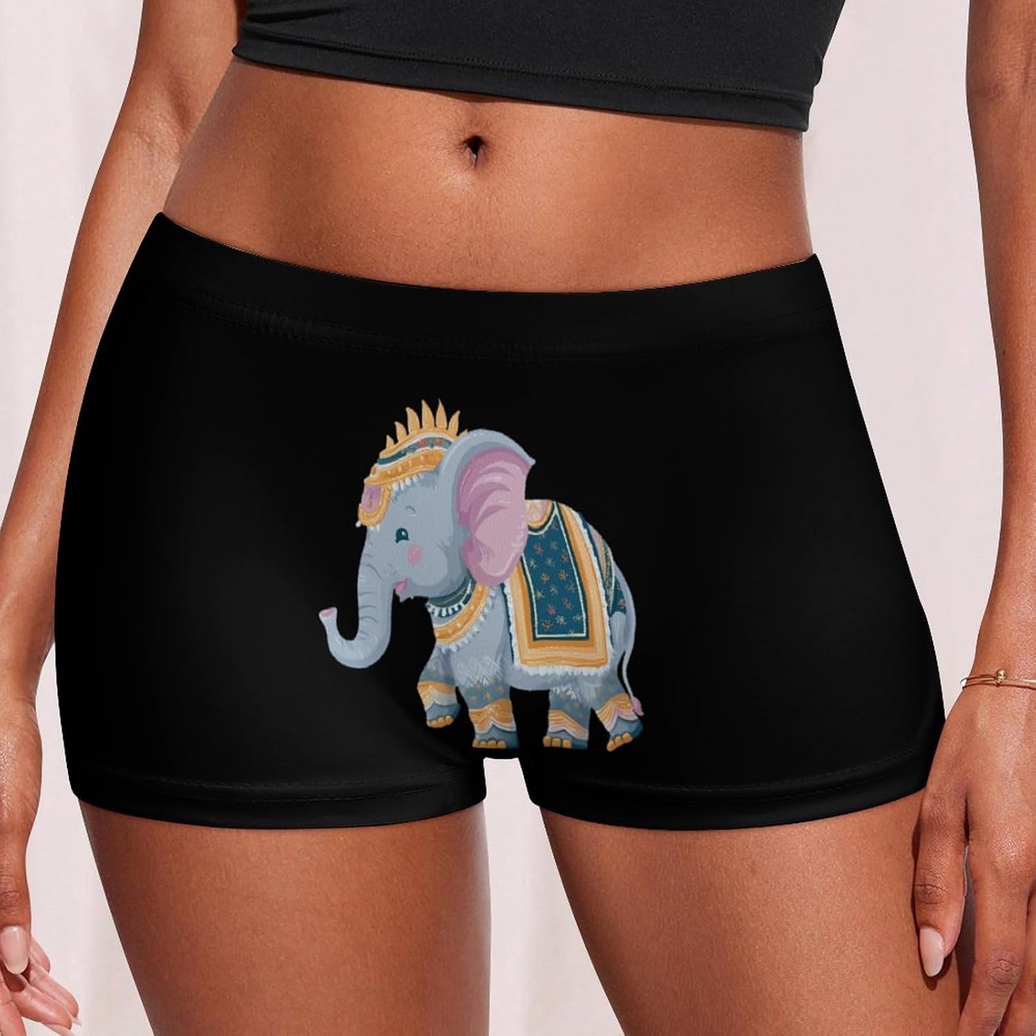 Cute Indian Elephant Funny Women's Boxer Briefs Breathable Underpants Trunks Stretch Underwear