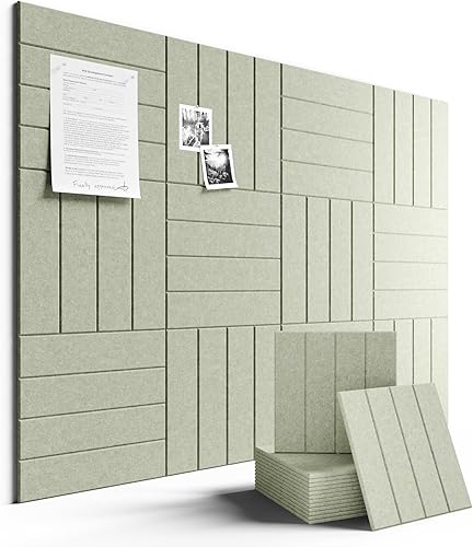 FLUXYNARA - Tablero de anuncios de fieltro 48 x 36 pulgadas, alternativa al corcho, paquete de 12, 70 lengüetas adhesivas, panel de pared grueso