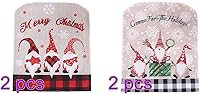Vista 6 de MSUIINT Fundas para respaldo de silla de Navidad, 4 fundas de arpillera a cuadros para silla con patrón de gnomo, fundas para sillas de comedor