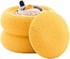 Mxfurhawa Storage Ottoman,Soft Teddy Velvet Upholstered Footrest,Mordern Round Footstool with Macaron Shape,Side Tabble and Plant Stands for Living Room,Hallway,Bedroom Yellow
