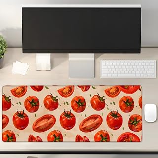 Tomato Art Gaming Mouse Pad Gifts 31.5" x 11.8", Non-Slip Rubber Base MousePads for Computers Laptop School Office Home Accessories Decor, Mouse Pad, Keyboard Desk Mat