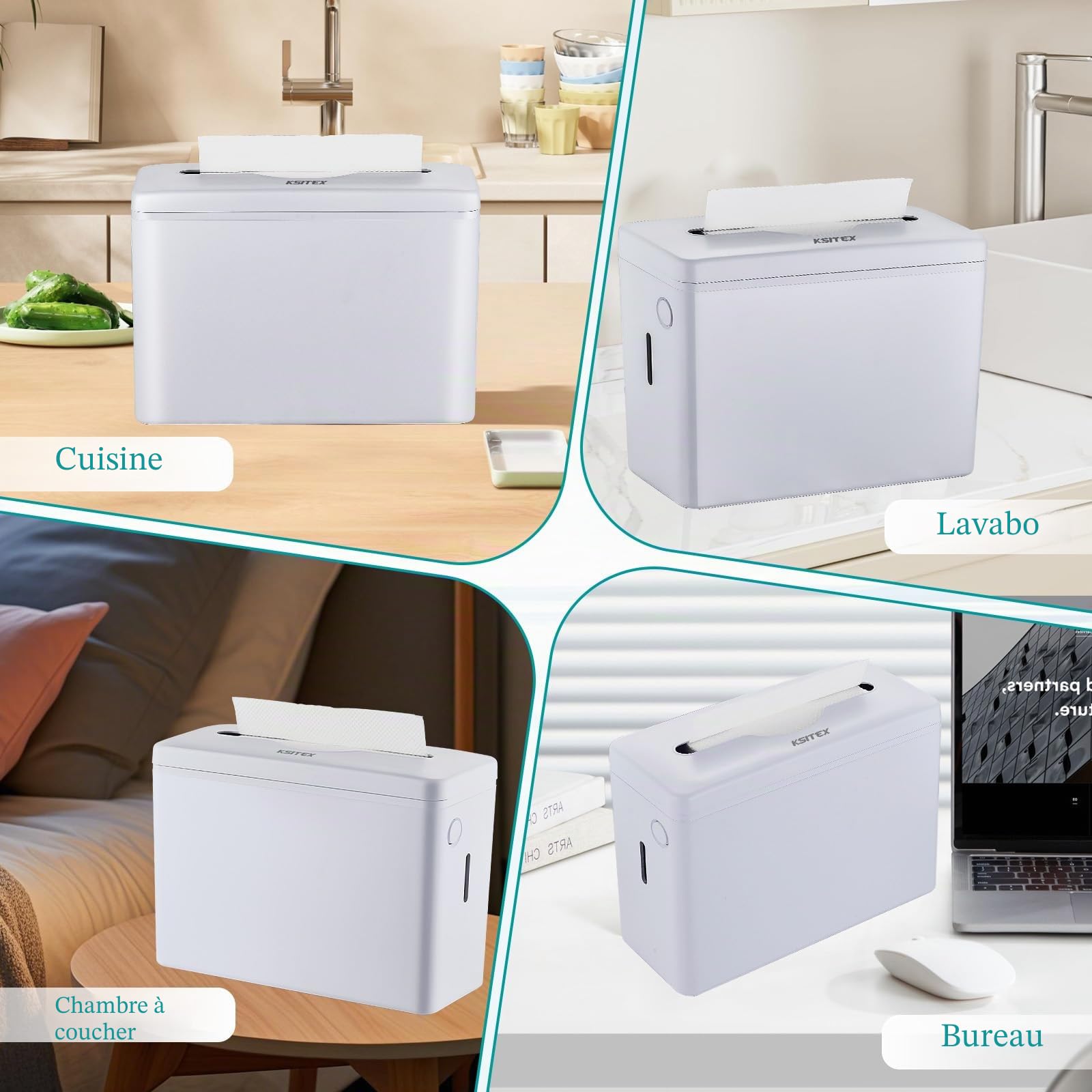 Distributeur de Serviettes Papier de Comptoir, Grande Capacité – pour Serviettes Z/C/Multi Pli, avec Base Anti-Dérapante (300 Feuilles, Blanc) pour Cuisine, Restaurant, Bureau Blanc