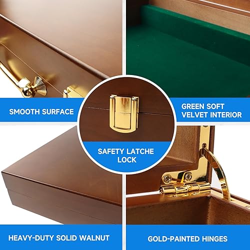 Miniatura 15 de GSE Games & Sports Expert Estuche de madera para fichas de póquer con 5 bandejas de fichas, capacidad para 500 fichas, soporte de fichas de grado