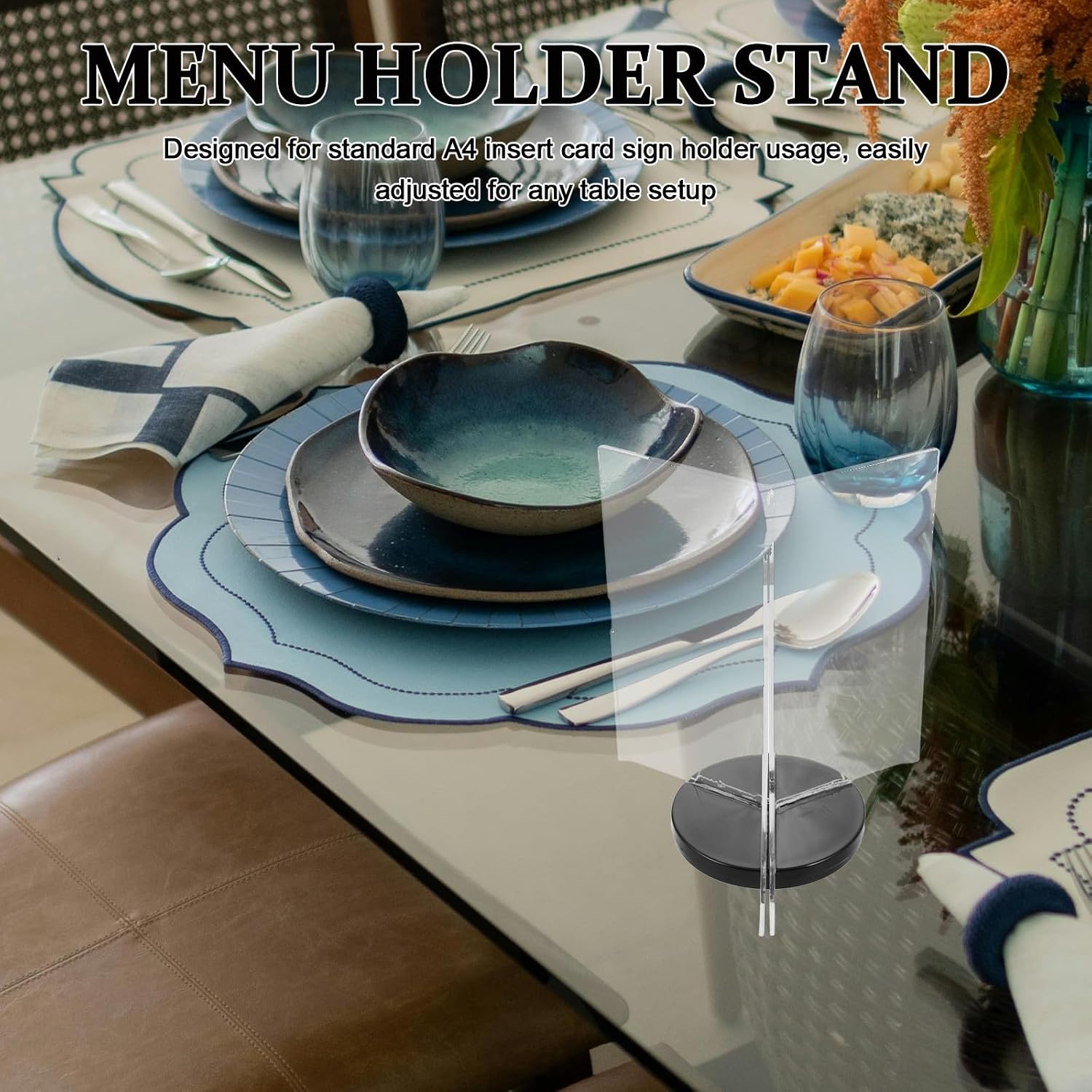 Tabletop Sign Holder Rack: A4 Rotating Price Card Stand - 360 Degree Swivel Base Tower - Multi Sided Menu Frame for Office Restaurants Reception Desks