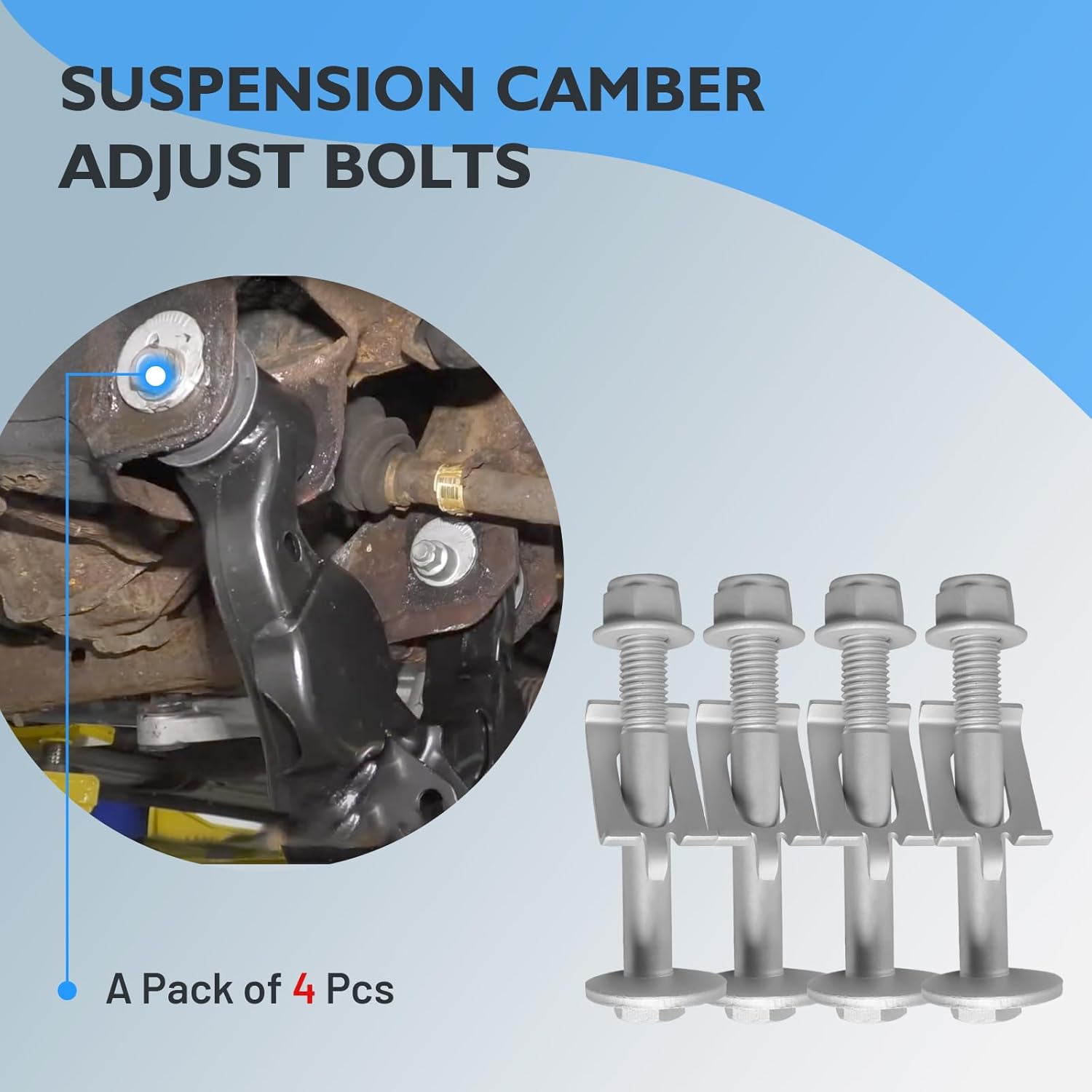 4Pcs Front Lower Control Arm Camber Adjustment Eccentric Bolt Kit - Compatible with Ford & Lincoln - F-150 2009-2014, Expedition/Navigator 2007-2017, Replace# 7L1Z3B236AB, 31917