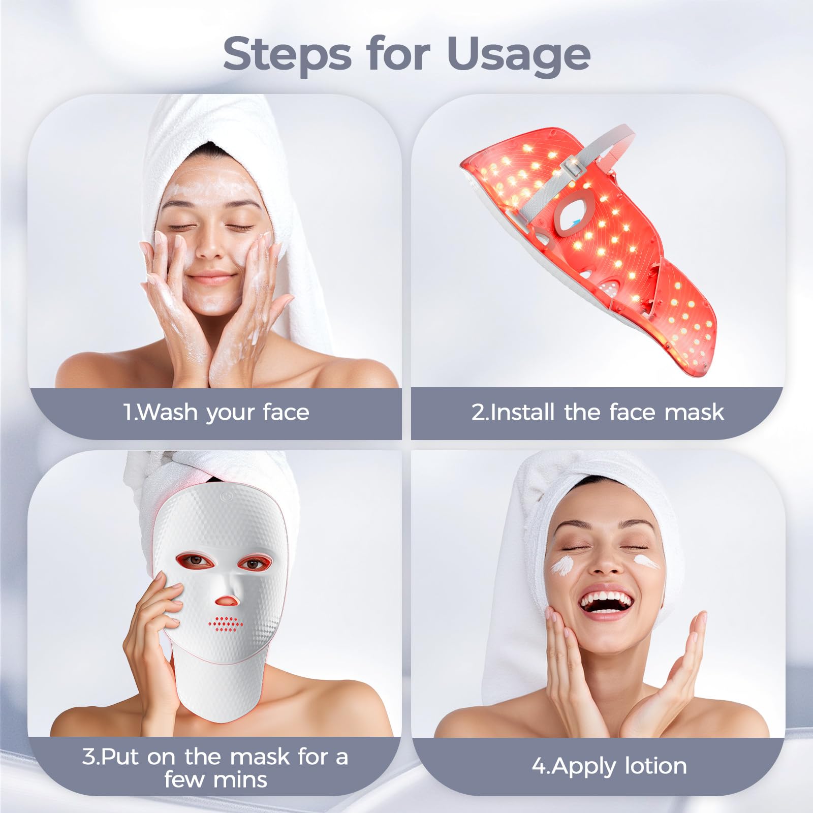 ONLUKY Red Light Therapy for Face & Neck mask Treatment for Wrinkles & Acne