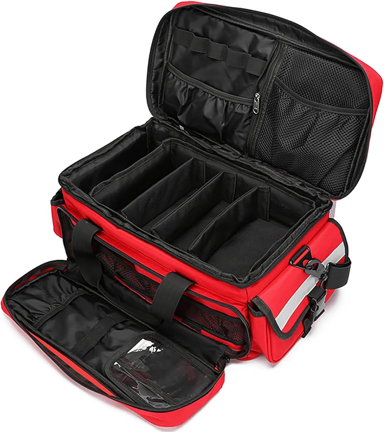 First Aid Bags Empty, Medical Emergency Trauma Bag, Pill Bottle Organizer for Travel, Home Storage with Detachable Dividers, for EMT, EMS, Nurses, Paramedics, Health Care(Red)